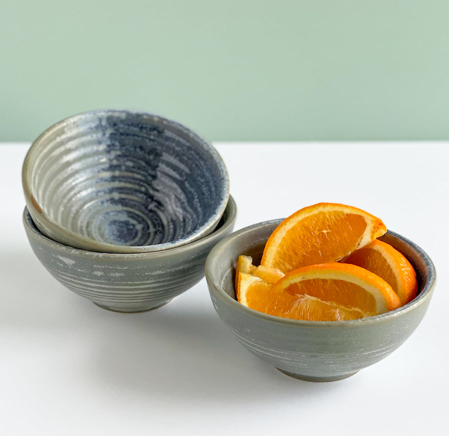 Blue Grey Reactive Glaze Stoneware Bowl