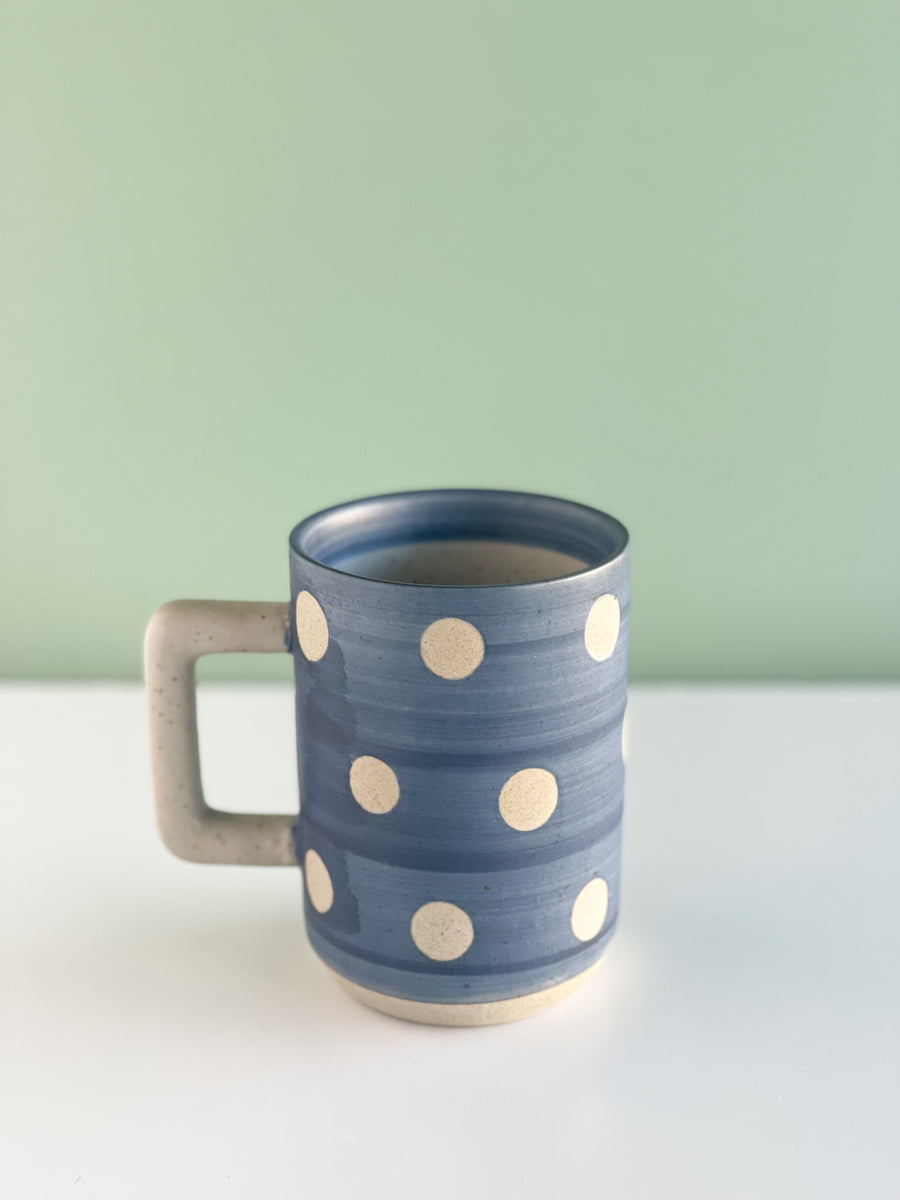 Blue Stoneware Dot Mug