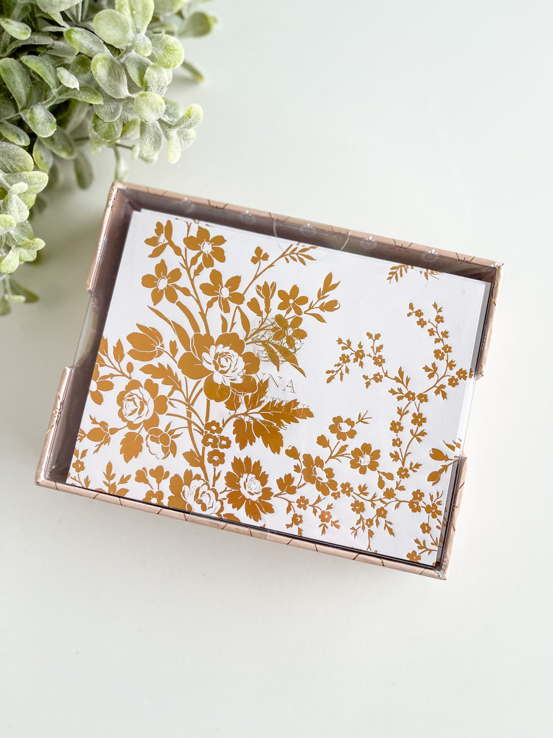 Blush and Rose Gold Foil Blank Note Cards