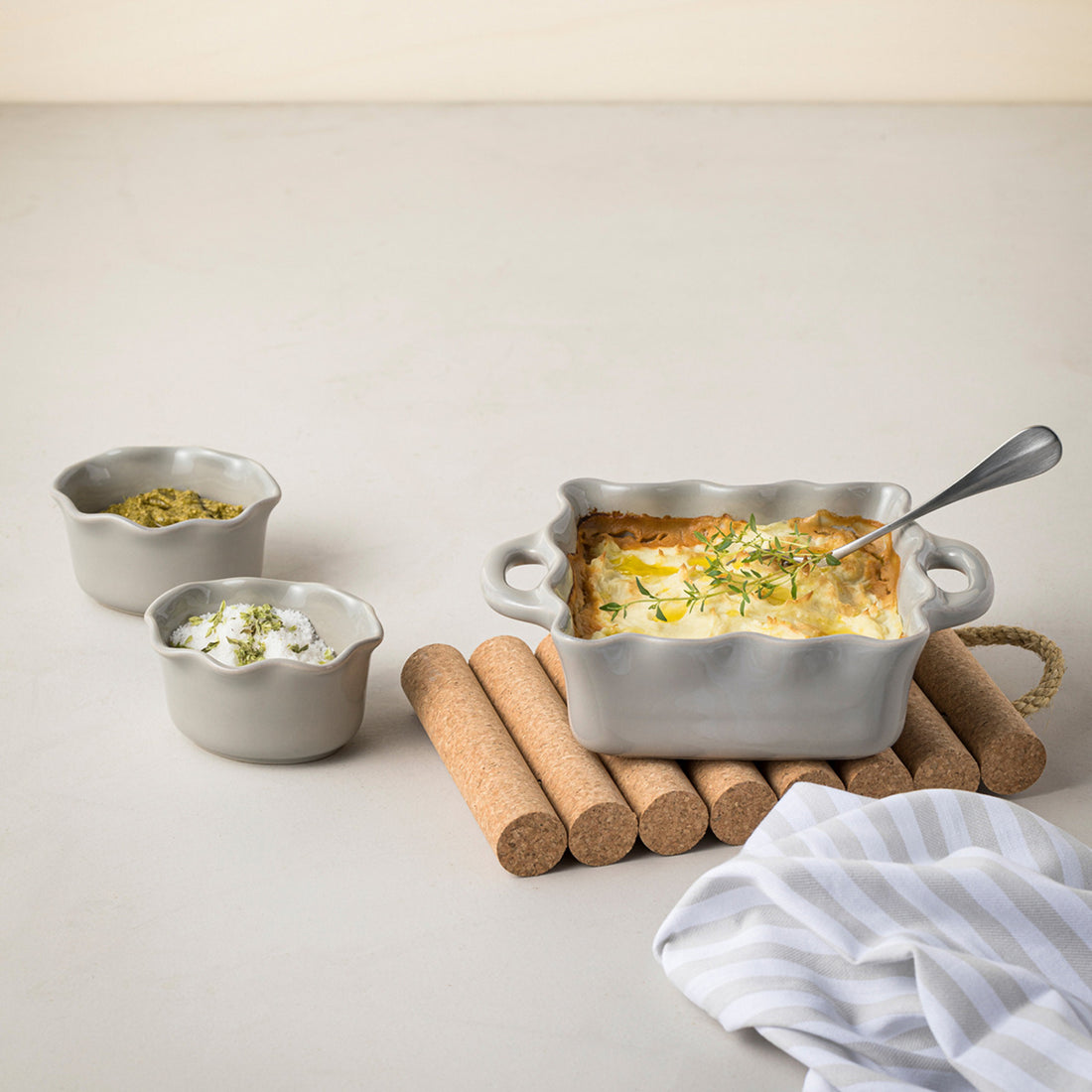 Casafina Gray Cook and Host Square Ruffled Baker