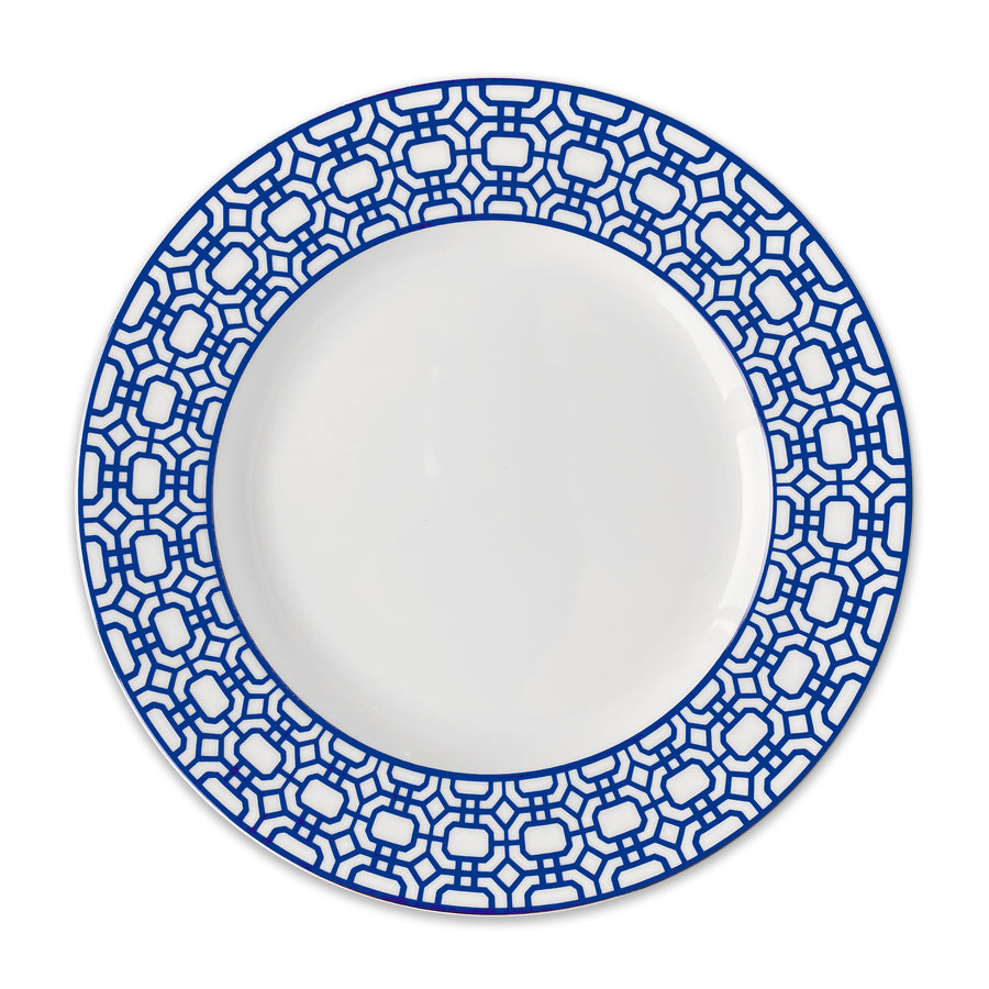 Caskata Newport Garden Gate Blue Rimmed Dinner Plate