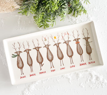 Christmas Reindeer Stoneware Platter