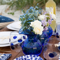 Cobalt Blue Hibiscus Glass Bud Vase