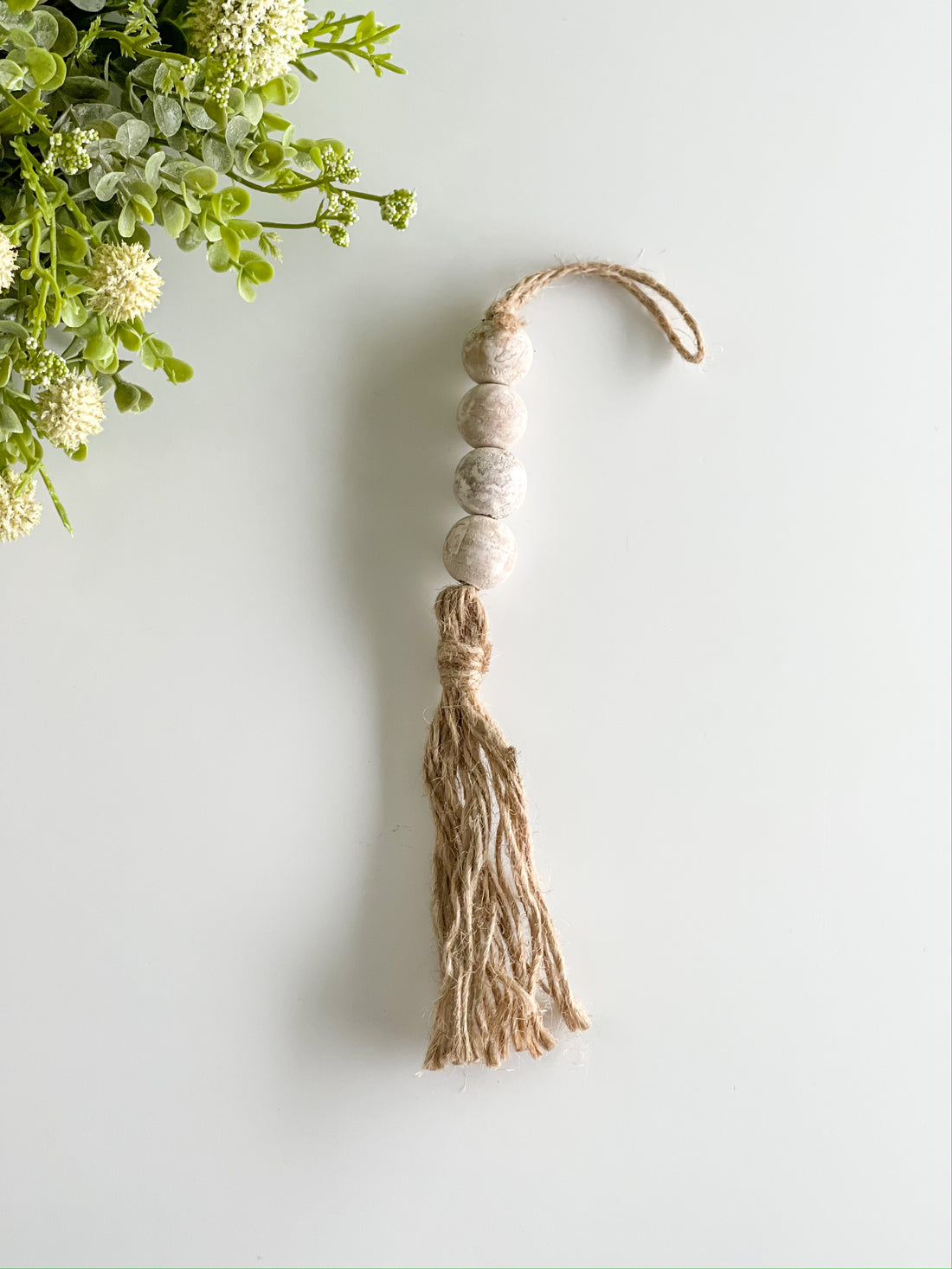 Decorative Beaded Hanging Whitewashed Tassel