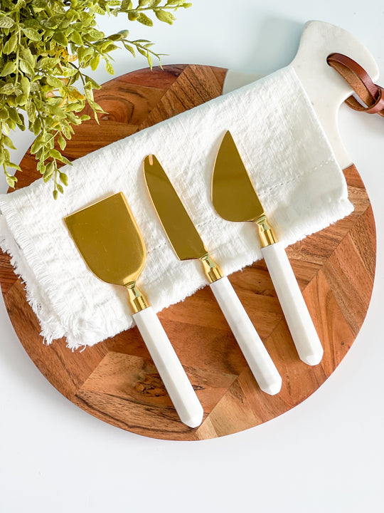 Gold And Marble Cheese Knife Set