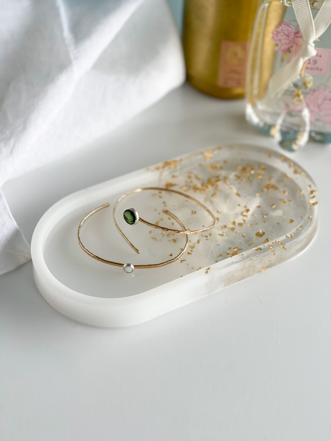 Gold Speckled And White Vanity Tray