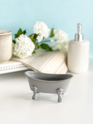 Gray Enamel Mini Bathtub Soap Dish