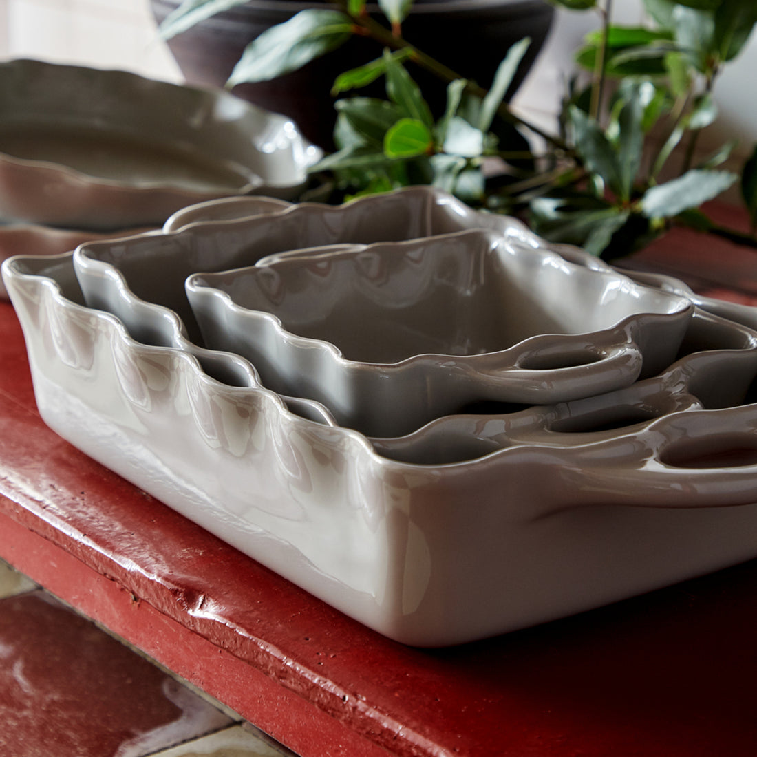 Gray Rectangle Ruffled Cook and Host Baker
