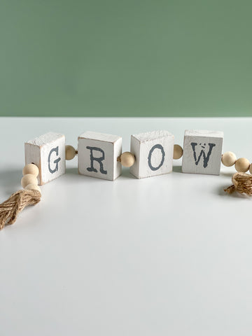 Grow White Distressed Block Beads