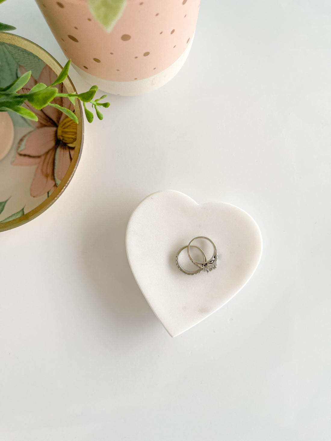 Heart Shaped Marble Ring Dish