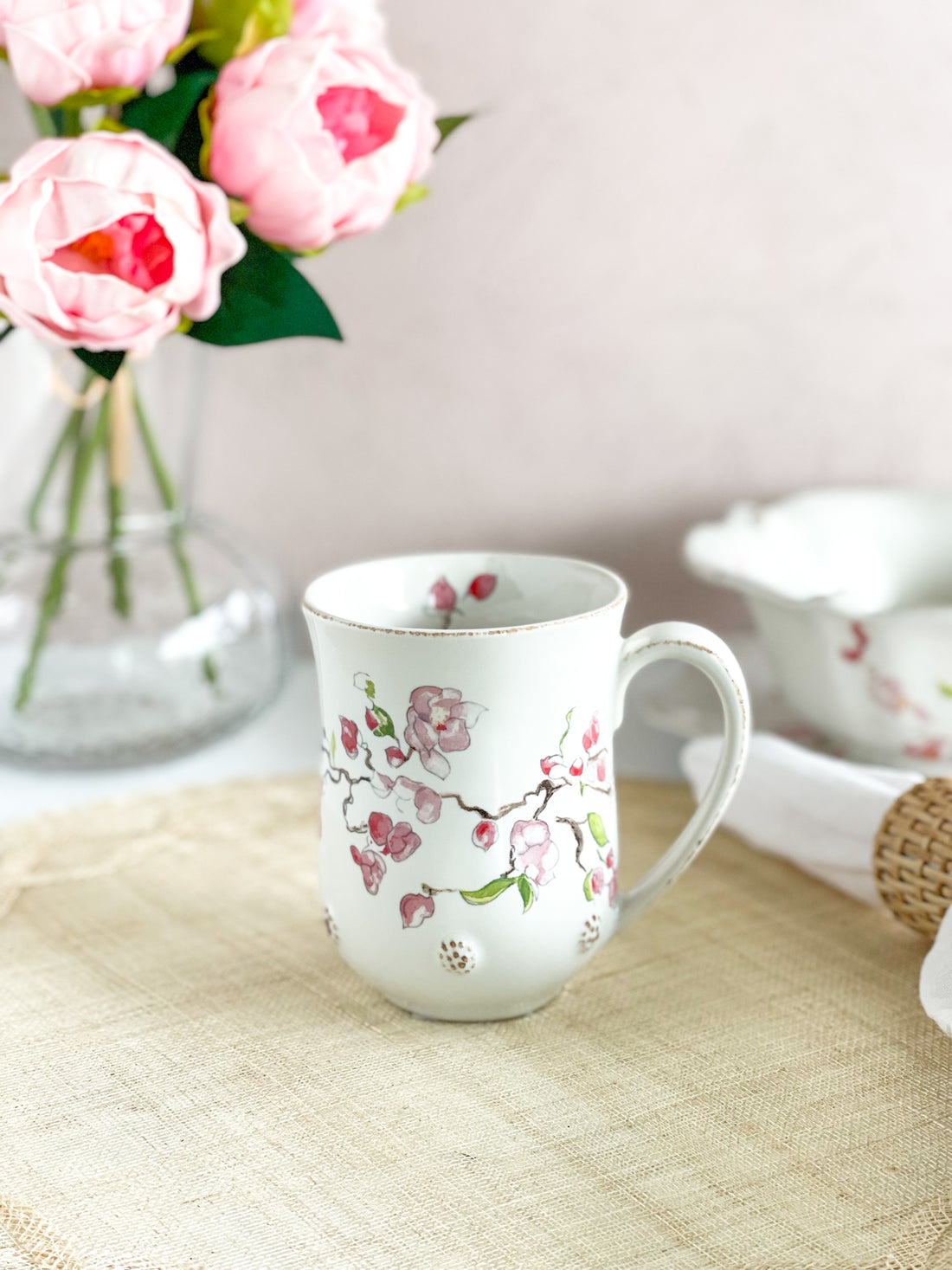 Juliska Berry And Thread Floral Sketch Cherry Blossom Mug