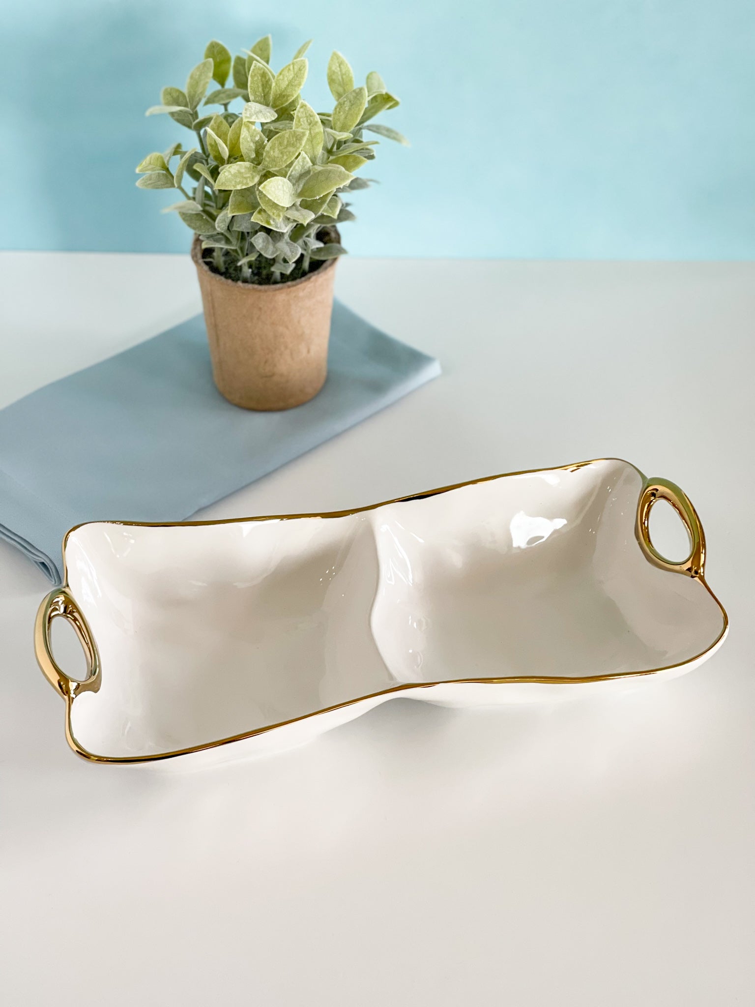 Pampa Bay 2 Section Serving Piece from our Golden Salerno