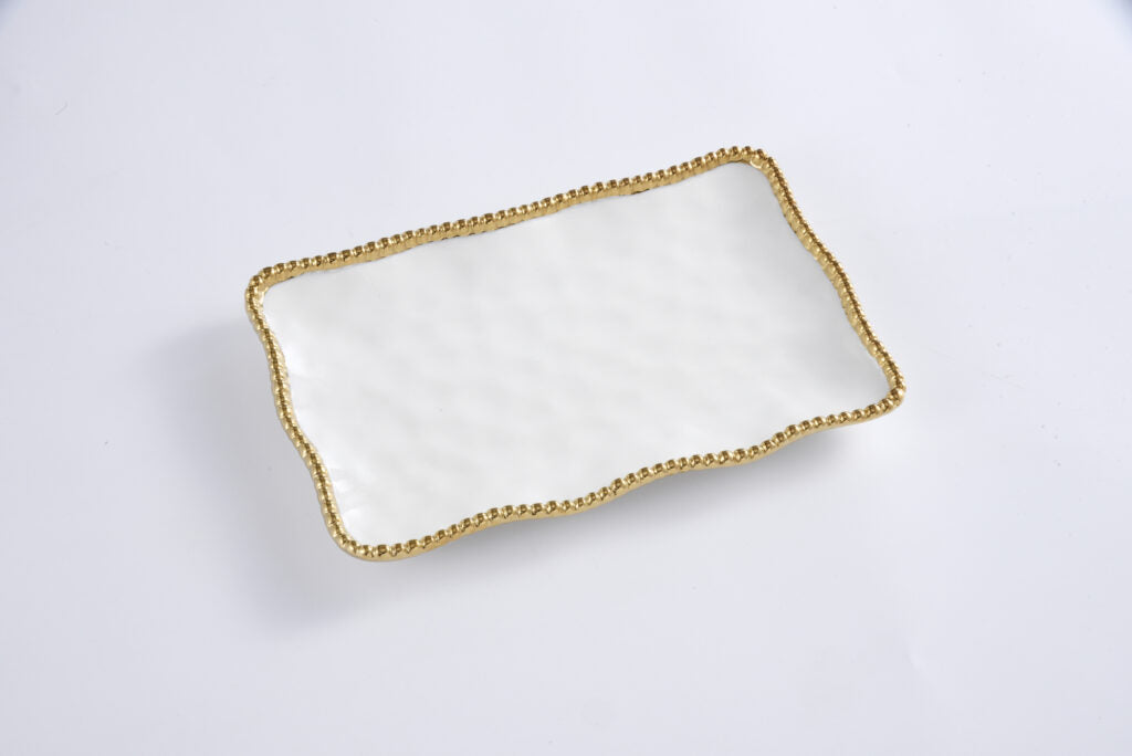Pampa Bay Small White Gold Beaded Platter