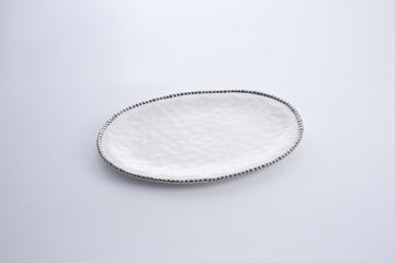 Pampa Bay White and Silver Large Oval Platter