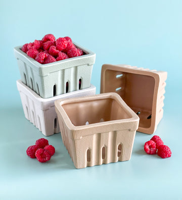 Pastel Stoneware Berry Basket