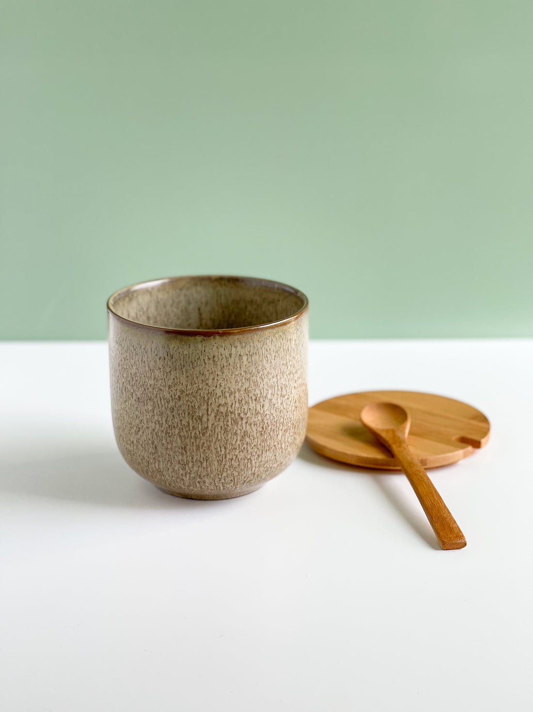 Reactive Glaze Stoneware Sugar Container With Lid