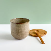 Reactive Glaze Stoneware Sugar Container With Lid