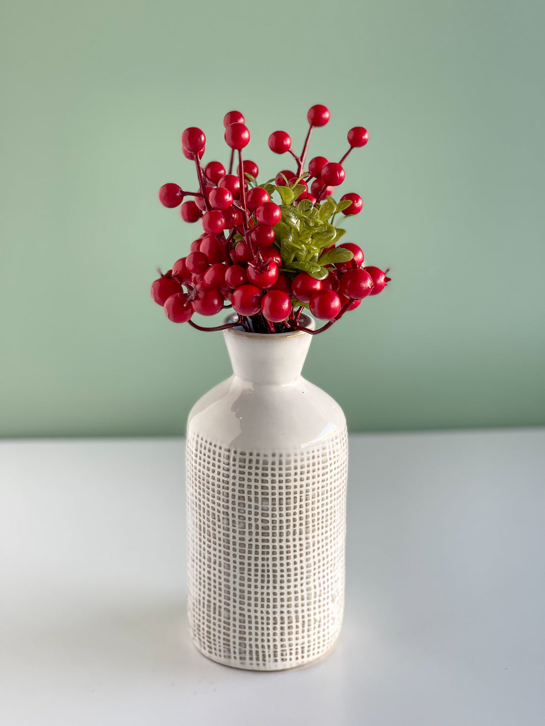 Red Berry And Leaf Christmas Pick