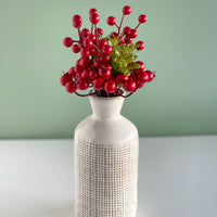 Red Berry And Leaf Christmas Pick