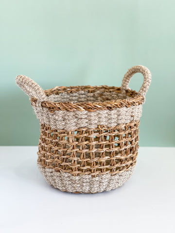 Striped Hand Woven Basket