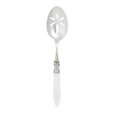 Vietri Aladdin Antique White Slotted Serving Spoon