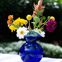 Vietri Blue Hibiscus Glass Bud Vase