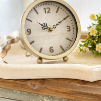 White Face Natural and Gold Table Clock