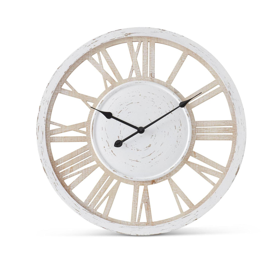 White Distressed and Natural Wall Clock