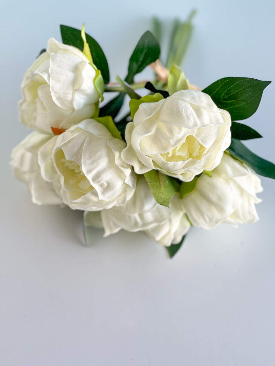 White Real Touch Peony Bundle