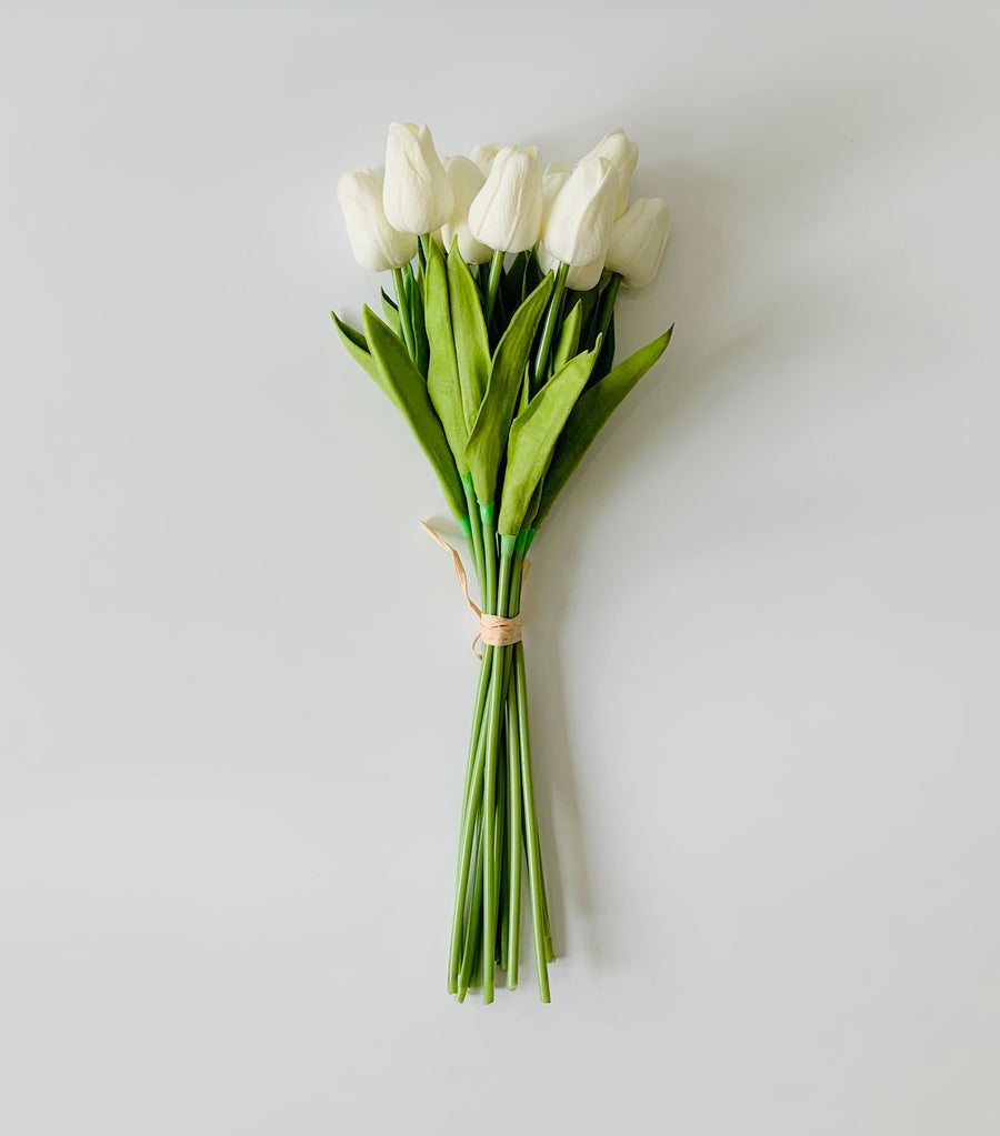 White Real Touch Tulip Bouquet